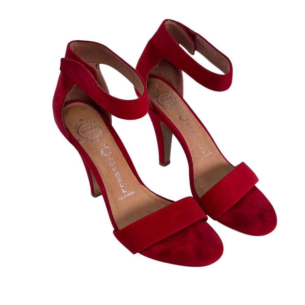 Jeffrey Campbell Ibiza Foxtrot‎ Red Suede Ankle Strap Heels Sz 9
